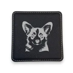 Coaster - Corgi - SET OF 2 - Leather or Stitched Cork Black/Silver