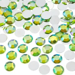 John Bead 10mm (SS45) Round Acrylic Flat Back Rhinestones, 500pcs Peridot AB