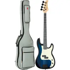 Best Choice Products Full Size Beginner 4-String Electric Guitar Bass Guitar w/ Padded Case Hollywood Blue/Mint