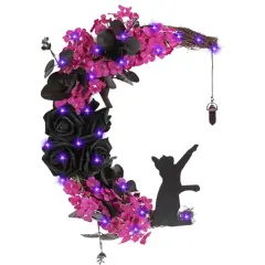 Halloween Black Moon Cat Wreath Signs