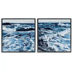 Stupell Industries Breaking Ocean Waves 2 pc Framed Giclee Wall Art Set Design by Melissa Wang