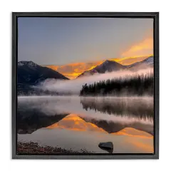 Stupell Industries Orange Sunset Lake Reflection Framed Floater Canvas Wall Art Design by Danita Delimont