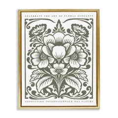 Stupell Industries Green Outline Floral Bouquet Floating Frame By Lettered and Lined