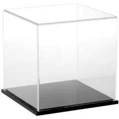 Plymor Clear Acrylic Display Case, 8" x 8" x 8" Black