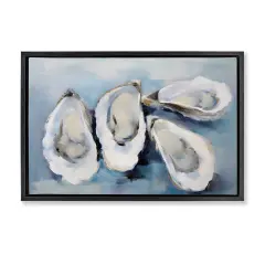 Stupell Industries Four Oysters Impression Framed Floater Canvas Wall Art Design by Petal Prints Design