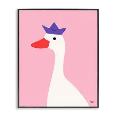Stupell Industries Crowned Goose on Pink Framed Giclee Wall Art Design by Jessica Beck
