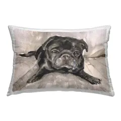 Cozy Black Pug Design by GeorgeDyachenkoArt Outdoor Printed Pillow 