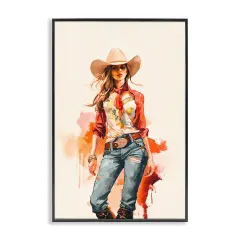 Stupell Industries Wild West Cowgirl Charm Framed Giclee Wall Art Design by Andrea Haase