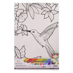 Angels Craft Paint by Number Canvas Set - Petal & Wing Hummingbird | Includes: 1 Pre-printed Canvas, 6 Acrylic Paint pots, 1 Artist Brush