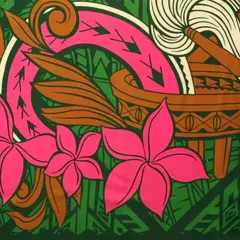 Talofa Samoa Kava Bowl Polyester Sarong 72" L x 45" W Hunter