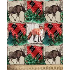 Wilderness Fox Plaid Cotton Fabric | By the Yard | Sewing and Crafting | 44 inches wide