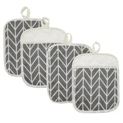 4 Pack Gray Hot Pads, Oven Pot Holders for Farmhouse Kitchen Decor and Accessories, Heat Resistant, 7 x 8.5 in. Grey