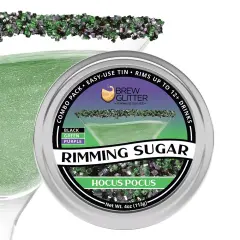 Brew Glitter - Hocus Pocus Rimming Sugar (4oz, 1x Bar Tin) Cocktail Garnish for Mixed Drinks & Refreshments