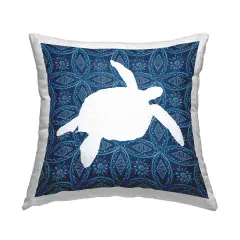 Sea Patterned Turtle Outdoor Printed Pillow Design by Carol Robinson, 18 x 7 x 18