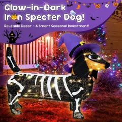 Pre-lit 25.5 Inches Long Halloween Skeleton Dachshund Dog Lighted Decor