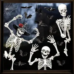 Large Halloween Window Clings, Skeleton Window Stickers