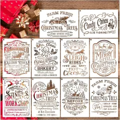 10 Pieces Christmas Stencils Reusable - 8 X 11 Inch