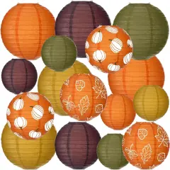 16 Pcs Fall Paper Lanterns - Pumpkin and Maple Leaf