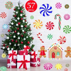 57PCS Peppermint Floor Decals Christmas Wall Stickers