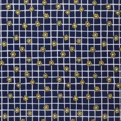 Mook Fabrics Daisy Squares Printed PUL Fabric [60 in. Wide] Navy - By The Yard