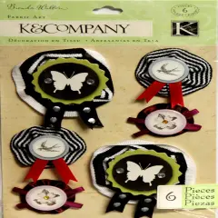 K & Company Brenda Walton Flora & Fauna Ribbon Rosettes Fabric Art Dimensional Stickers
