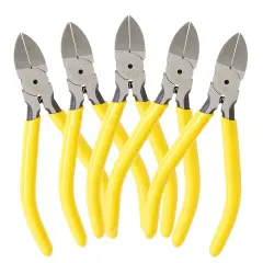 5 Pack CR-V Wire Flush Cutters, Soft Wire Side Cutters for Jewelry Making (Yellow, 5 Inch)