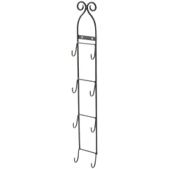 Bard's Black Wrought Iron Wall Mountable Vertical Hanger for 4 Saucers, 20" H x 2.75" W x 1.25" D (For 3"- 4.625" Saucers)