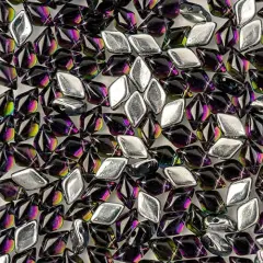 Matubo 2-Hole Czech Glass Backlit Gemduo Beads, 50g Montana Flourite