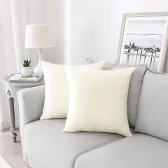 Decorative Throw Pillow Covers Velvet Soft for Couch Sofa Bedroom Living Room Outdoor Pack of 2 18x18 Inch Cream White