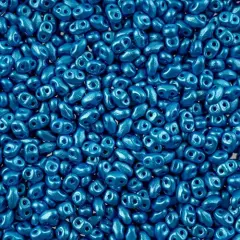 Matubo 2-Hole Czech Glass Pearl Shine Miniduo Beads, 50g Azuro