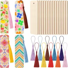 100 PCS Unfinished Wood DIY Bookmark Craft Kit