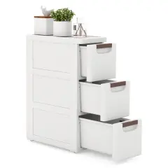 Costway 1/2 PCS 3-Drawer Narrow Rolling Storage Cabinet with Pull Handles Built-in Wheels