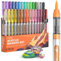 Acrylic Paint Markers Brush Tip 30 Colors