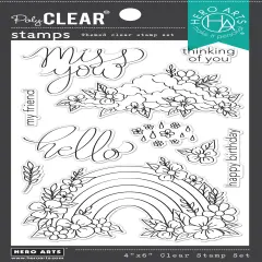Hero Arts Clear Stamps 4"X6"-Floral Rainbow And Clouds
