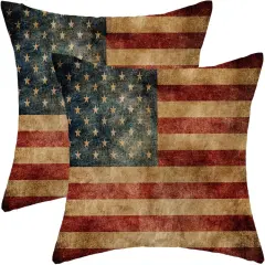 18 x 18 Inch Set of 2 Throw Pillows Covers for 4th of July Decorations