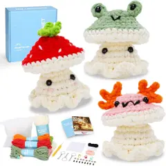 3 PCS Animal Mushroom Starter Crochet Kits