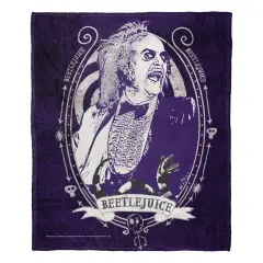 Warner Brothers Beetlejuice Silk Touch Throw Blanket Purple Beetle