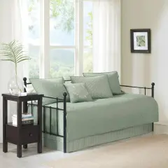 Microfiber 6-Piece Quilted Daybed Cover Set with Pillow Seafoam Green
