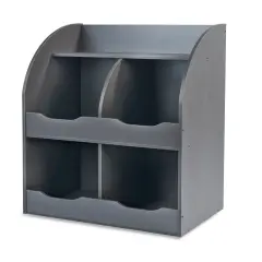 Badger Basket Four Bin Storage Cubby with Bookshelf Charcoal