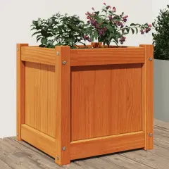 vidaXL Garden Planter Wax Brown 15.7"x15.7"x15.7" Solid Wood Pine