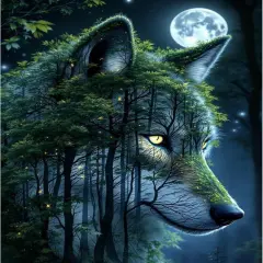 Wolf Forest 5D Diamond Painting Kit for Beginners