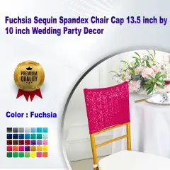 1 Piece Fuchsia Sequin Spandex Chair Cap 13.5 inch by 10 inch Wedding Party Decor