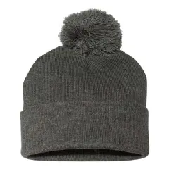 Sportsman&reg; Pom Pom Cuffed Beanie Dark H Grey