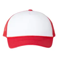 Valucap&reg; Foam Mesh Back Trucker Cap White/ Red