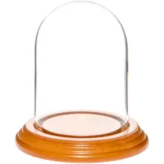 Plymor 3" x 4" Glass Display Dome Cloche Oak Veneer