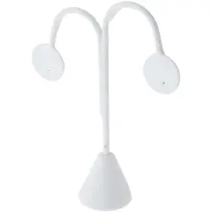 Plymor White Faux Leather Lamp Style, Single Pair Earring Display Stand, 3.75" W x 1.25" D x 4.75" H