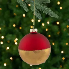 Northlight 3.5" Red and Gold Glass Ball Christmas Ornament