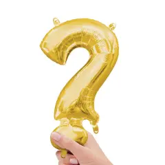 Anagram&reg; 16" Gold Question Mark Balloon Air Fill Only Foil Mylar