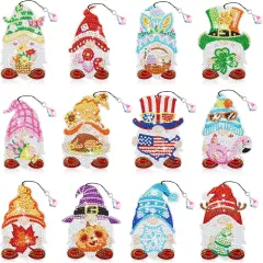12 Pcs Gnome Diamond Painting Bookmarks Kit
