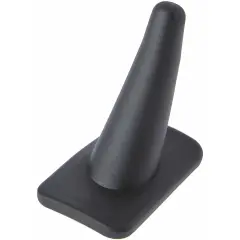Plymor Black Rubber Ring Finger Display, Single on Rectangular Shaped Base, 1.375" W x 2.25" D x 2.125" H